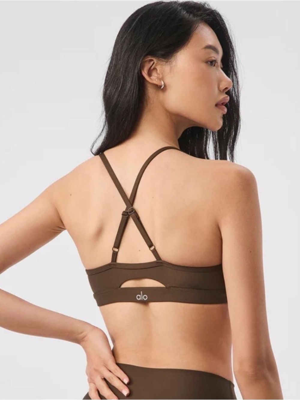 Alo Airlift Intrigue Sports Bra Espresso Brown Size Medium